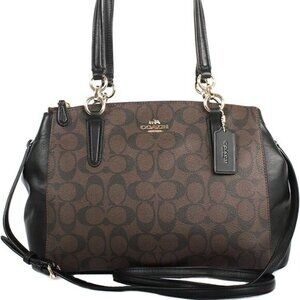 Euc Coach Christie Carryall Signature Brown & Black Shoulder Bag